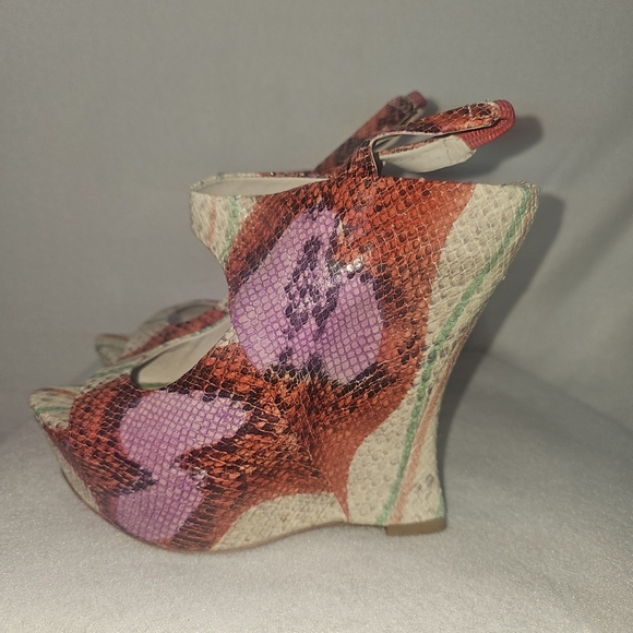Alice+Olivia Multicolor Animal Print Womens Wedged Sandals Sz 8.5 Festive,Party - Picture 5 of 11